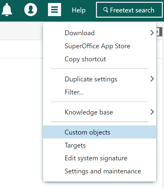 Oversigt over brugerdefinerede objekter -screenshot