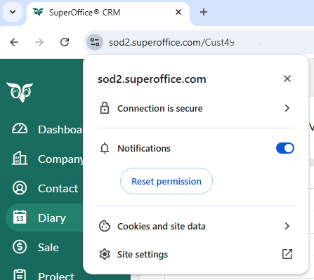 Systeemmeldingen deblokkeren in Chrome -screenshot