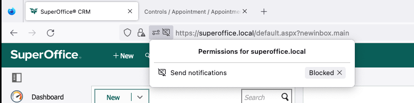 Systeemmeldingen deblokkeren in Firefox -screenshot